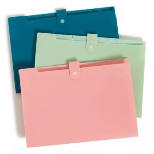 3pk Poly Expandable File Holder Soft Summer: Multicolored Expanding File Organizer, Polypropylene, 13" Height