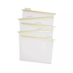 5ct Frosted Poly Hanging File Folder with Gold Rods