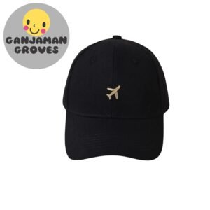 GanjamanGroves Black Plane Cap – Adult Unisex, Stylish & Versatile Everyday Headwear (USA)